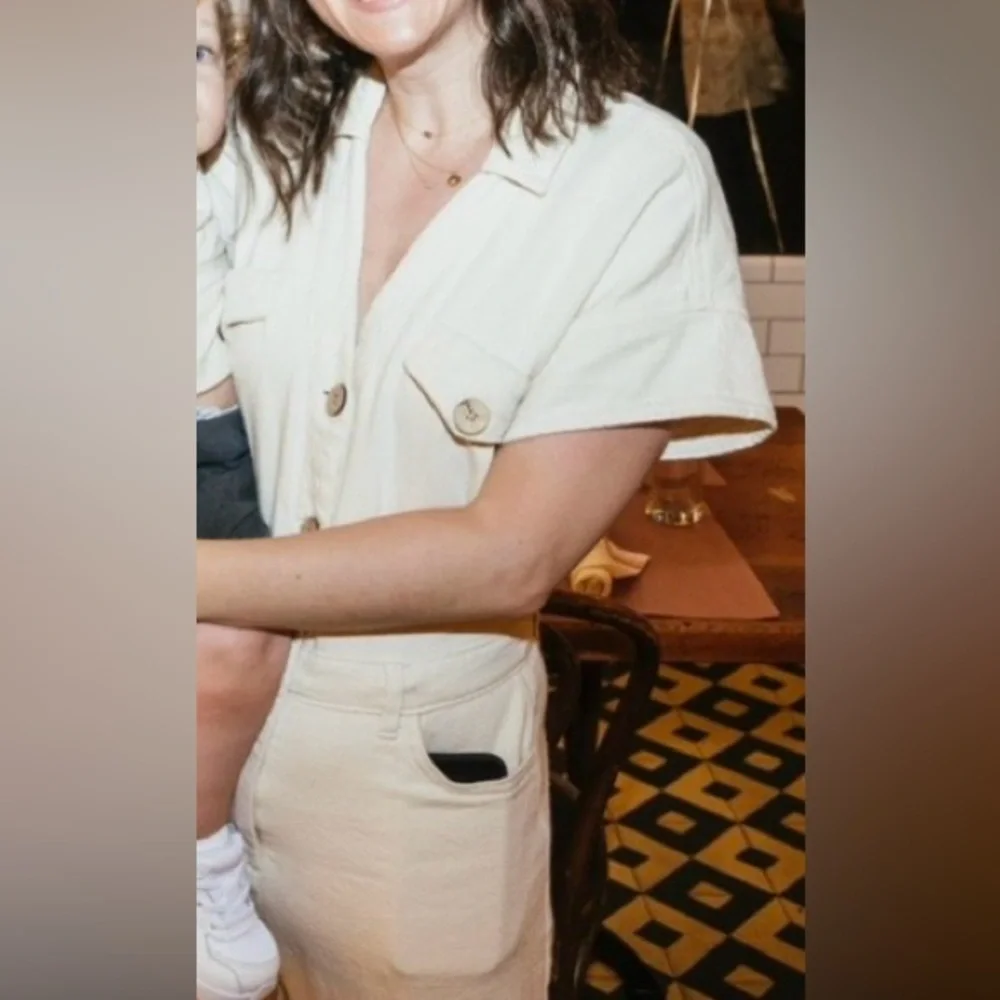 Zara vneck off white jumpsuit size S - Picture 6 of 6